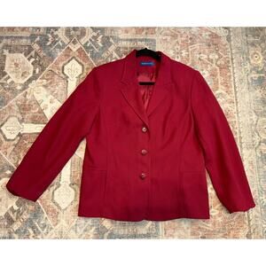 Karen Scott Deep Red Three-Button Blazer Jacket, Sz 12